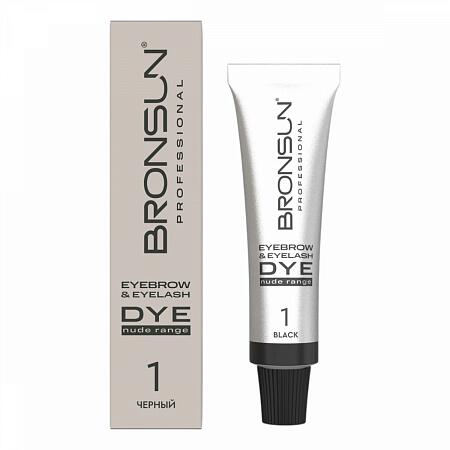Bronsun Крем-краска для бровей и ресниц NUDE RANGE, черный #1, 15 мл