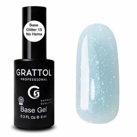 GRATTOL Rubber Base Glitter 15, 9 мл